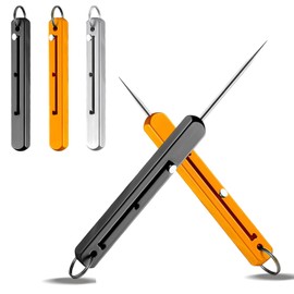 Phowedaer Portable Titanium Toothpicks,Retractable Toothpicks Reusable Pocket Metal Toothpick with Stainless Steel Toothpick Holder Keychain Telescopic Toothpicks (3 Pieces)