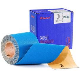 SpeTool 240 Grit PSA Long Board Sandpaper Roll 2-3/4 Inch Wide 8-3/4 Yards, Blue Film Ceramic Self Adhesive Stickyback Sand Paper for Automotive, Woodworking, Air File Sanders, Hand Sanding Blocks