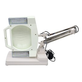 WYDDDARY 5X Magnifying Lamp HD Bench-top Magnifier Desk Magnifier with LED Light with Stand for Bed Work Crafts Workbench 110V White