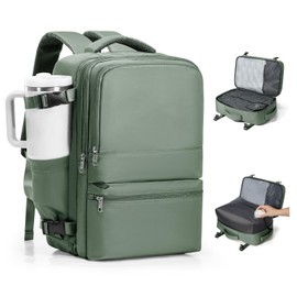 bergsalz Vacuum Backpack Travel with Pump Vacuum Travel Backpack Carry On Flight Approved Frontier Spirit Airlines Personal Item Bag 18x14x8 Compression Carry On Luggage for Women Men Army Green