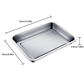 Gaderth Stainless Steel Roasting Pan, 12.6"x8.7"x1.9" 304 Non-Stick Big Roaster Pan, Baking Sheet with Smooth Corner Design, Easy to Clean Baking Pan, Mirror Finish Cookie Sheet Toaster Oven Tray Pan