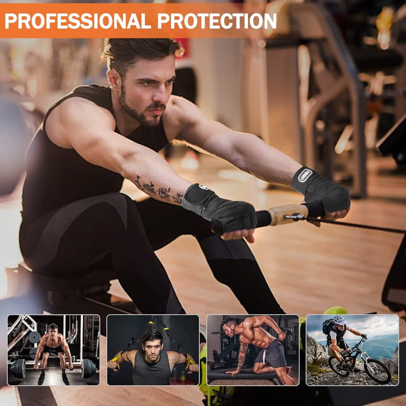 HCFGS Gym Weight Lifting Workout Gloves with Wrist Wrap Support,