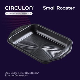 Circulon Ultimum Small Roasting Tin - Roasting Trays for Oven Non Stick, Freezer & Dishwasher Safe Carbon Steel Bakeware, Black, 29.2 x 19.8 x 3.8cm