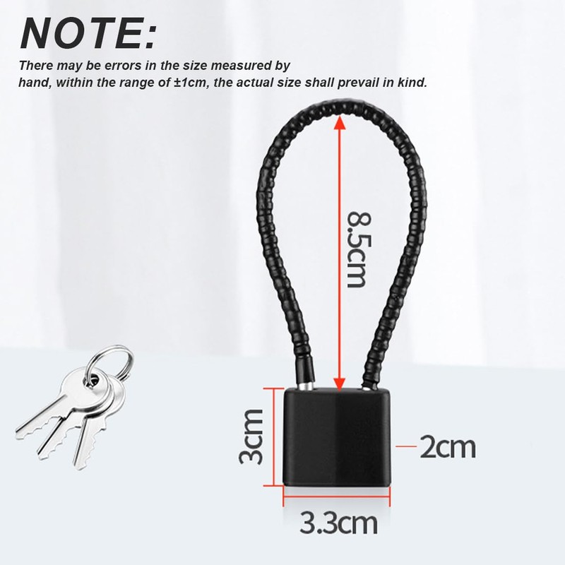 2 Pack Padlock Flexible Cable Small Cable Padlock Steel Rope