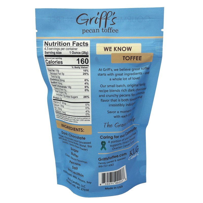 Griff's English Dark Chocolate Toffee, Individual Wrapped Squares, Gluten Free