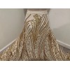 wowfabric4less123 Gold 4way stretch sequins Embroidery Mesh Lace fabric 50”