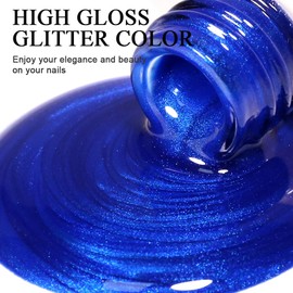 Imtiti Pearl Gel Nagellack, 1Pcs Blau Glitter Shimmer Soak Off UV LED Gel Lack, Langlebig, Maniküre Salon DIY zu Hause für Frühling und Sommer (0.34 Fl Oz-961)