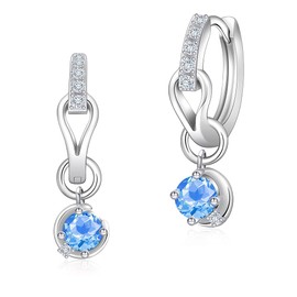 YUIITU Women's Earrings, Popular, High Quality Zirconia, Birthstone, Hoop Earrings, Swinging, 2-Way Earrings, Hypoallergenic, 18K Gold, Platinum Plated, 925 Silver, Stylish, Crescent Moon Earrings,