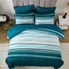 Teal Queen Comforter Set 7 Pieces, Blue Boho Striped Bed
