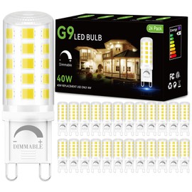 DAYBEETER 24 Pack Dimmable G9 LED Bulb 4W (40 Watt Equivalent), 6000K Daylight White, G9 Halogen Bulb T4 G9 Bi-pin Base Light Bulbs for Chandelier,120V 450LM 360 Beam Angle No-Flicker G9 Bulb