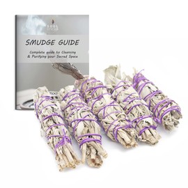 Soul Sticks 5 Pack Mini White Sage Smudge Smudging Sticks 4 Inch Long 1 Inch Thick for Home Cleansing, Meditation, & Smudging Rituals with Smudging Guide | Sustainably Sourced in California, Set of 5