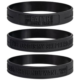 Sainstone Power of Faith Psalm 23:1 Inspirational Bible Verses Silicone Bracelets - Let Faith Bigger Than Fear - Religious Motivational Wristband Gifts for Men Women (Unisex)