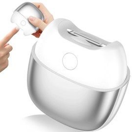 Electric Nail Clippers Cordless, Automatic Fingernail Trimmer with Light, 2 Speeds, Non-Slip Magnetic Cover, Nail Scraps Catcher, USB Rechargeable for Adults, Seniors, Men, Women, Disabled, Silver