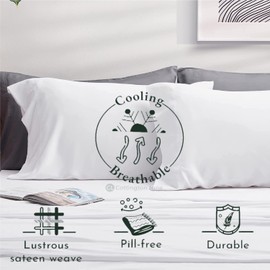 100% Egyptian Cotton Pillowcases - 400 TC Egyptian Quality Set of 2 Pillow Cases - King Pillow Cases Set of 2 Breathable Cool Ultra Silky Soft 2 PC Pillow Cover (King,White Solid)