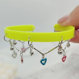 80s 90s Neon Disco Bracelet Set for Women Colorful Acrylic Stretchable Openning Cuffs Retro Heart Rock Pop for 70's 80's Outfit Theme Events Glow Party Cosplay Costume Accessories-Yellow