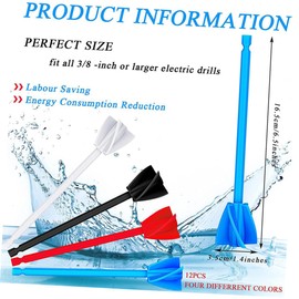 Outanaya 12pcs Epoxy Mixer Drill Attachments Paint Stirrer Tools for Mixing Thin Thick Liquids Compact Lightweight for Epoxy Paint Glaze