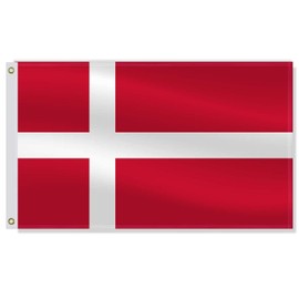 3×5 FT Denmark Flag,Large Danes National Decor,Double Side Digital Printed 75D Polyester Banner With Canvas Header Brass Grommet