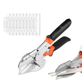 ANBOO Angle Scissors with Adjustable 45-135 Degree Angle, Precise Mitre Scissors for PVC Cords, Skirting Boards and Tile Edges, Includes 2 Spare Blades