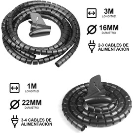 2 Pcs Envoltura de Cable en Espiral, Cubiertas de Cable de Envoltura de Alambre, Organizador de Cables Eléctricos Escritorio, Manguera de Manga para PC,TV, Computadora (Negro)