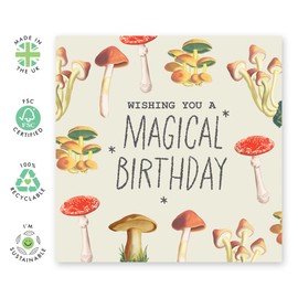 Central 23 Happy Birthday Card For Him Her Men Women - Wishing You A Magical Birthday - Mushroom Greeting Cards For Best Friend Sister Brother Cousin - Comes With Fun Stickers