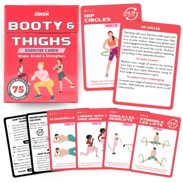 Zinsk 75 Booty & Thighs Exercise Cards - Feel the