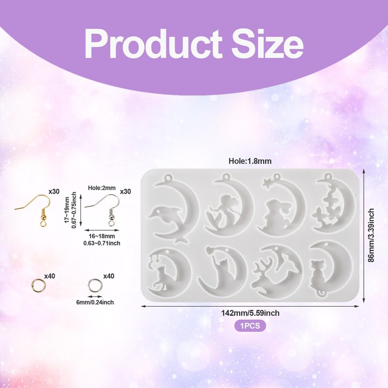 Handship 141pcs Resin Earring Mold Kit Assorted Animal Moon Pendant