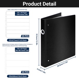 ENPOINT Acid Free Film Negative Binder, 3 Ring Binder with 30 Pack 35mm Negative Sleeves and 30 Pack 120 Film Sleeves