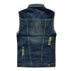 NASKY Men's Fit Retro Ripped Denim Vest Sleeveless Lapel Jean