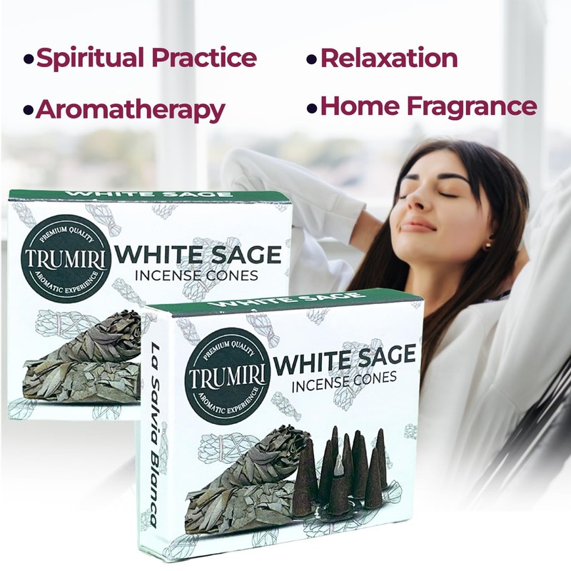 White Sage Incense Cones - Total 20 Cone Incense -