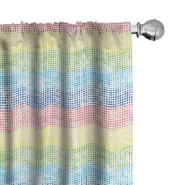 Lunarable Lunares Cortina de Microfibra, Círculos del Arco Iris del Estilo, Window Treatments 2 Panel Set for Living Room Bedroom Decor, 56" x 84", Multicolor
