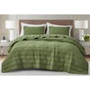 Chezmoi Collection George 3-Piece Jacquard Quilt Set Queen Size, Olive