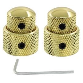 Jiozermi 2 Pcs Guitar Gold Dual Concentric Control Knobs Stacked Knobs with Allen Keys Screws for Electric Guitar Bass