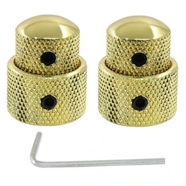Jiozermi 2 Pcs Guitar Gold Dual Concentric Control Knobs Stacked Knobs with Allen Keys Screws for Electric Guitar Bass