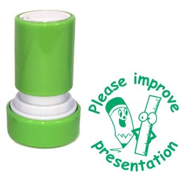 Please Improve impresentation Self-Inking Teacher Stamp - Green Ink. 22mm, Reinkable *