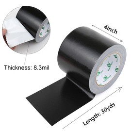 BOMEI PACK Black Wide Duct Tape 4Inch, Strong Tape Gris Residue Free for Crafts and Repair, 1Roll 8.3Mil x 30yds