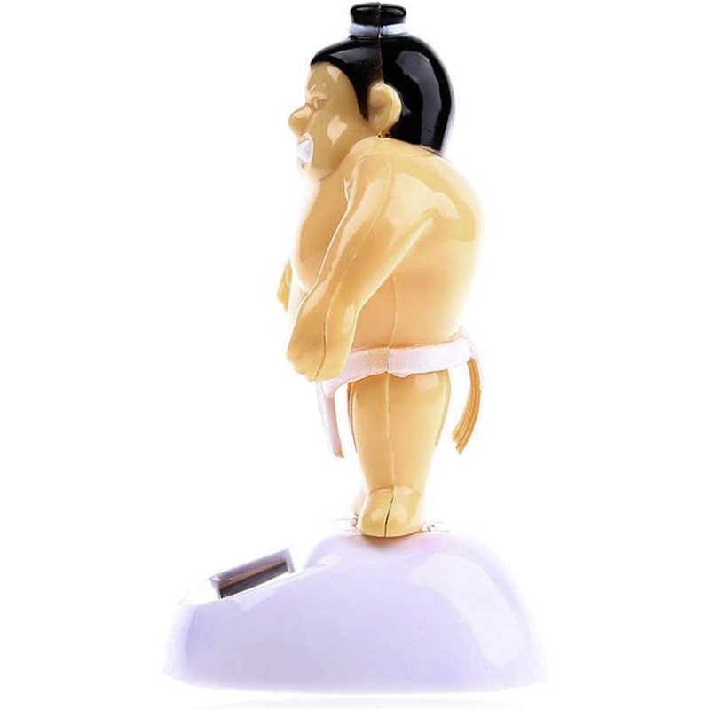 Yellow Sumo Wrestler Solar Power Swinging Car Interior Dashboard Ornament