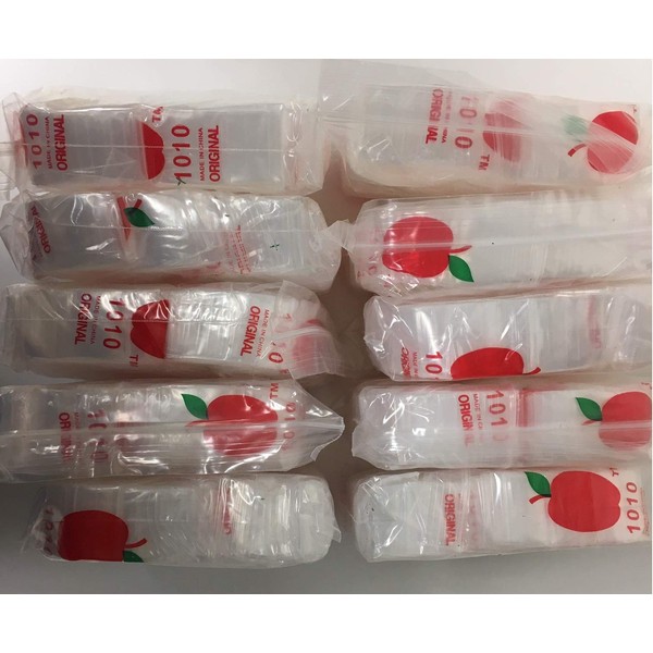 10,000 1x1 2mil Apple Brand Clear Resealable Bags 1 1010 1" X 10000 Baggies
