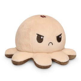 TeeTurtle - The Original Reversible Octopus Plushie - Coffee + Cream - Cute Sensory Fidget Stuffed Animals That Show Your Mood, 4 inch