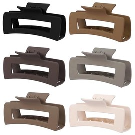 Sisiaipu Pinzas para el pelo de 10 cm, 6 unidades, para cabello grueso, cuadradas, rectangulares, antideslizantes, acrílicas, con forma de plátano, ac