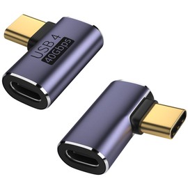 ShineeKee 90 Degree Right Angle USB-C Adapter 40Gbps Data Transfer USB 4.0/Thunderbolt 4 Type C Male to Female Connector Extender for Mobile Phone, Switch, Steam Deck, Tablet, Laptop (2 Pack)