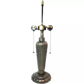Rainbow Art Glass Erin Lamp Base, Antiq.Bronze Finish/Gold Highlts, Nicely Weighted, 20.25" Tall