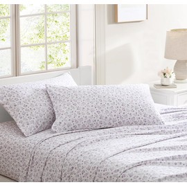 Shabby Chic® - Queen Sheets, Cotton Flannel Bedding Set, Warm & Cozy Home Decor (Wallpaper Paisley Lilac, Queen)