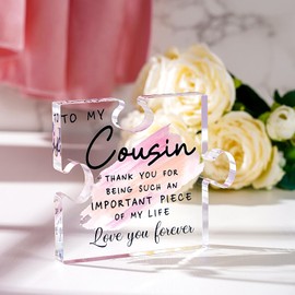 LukieJac Cousin Gifts for Women Best Cousin Ever Gifts Cousin Birthday Gift for New Cousin Sister Thanksgiving Christmas Mothers Day Valentines Day Gift Paperweight for Cousin Female Keepsake