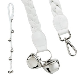 CATHYLIFE Dog Doorbells for Potty Training, PU Leather Puppy Door Bells, Hand-Woven Dog Bells for Dog Training, Extra Loud Bells for Door Knob, Ring to Go Outside Doggie Pet Supplies. (White Twist)