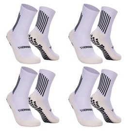 The Grip Sock, Anti Slip Soccer, Trampoline, Non Slip Football Grip, Adults Socks 4 pk (White)