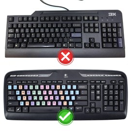 2 Pcs English Keyboard Replacement Letter Stickers,Universal English Computer Keyboard Replacement Stickers English Keyboard Colorful Rainbow Lettering Stickers,Non Transparent (English-Rainbow)