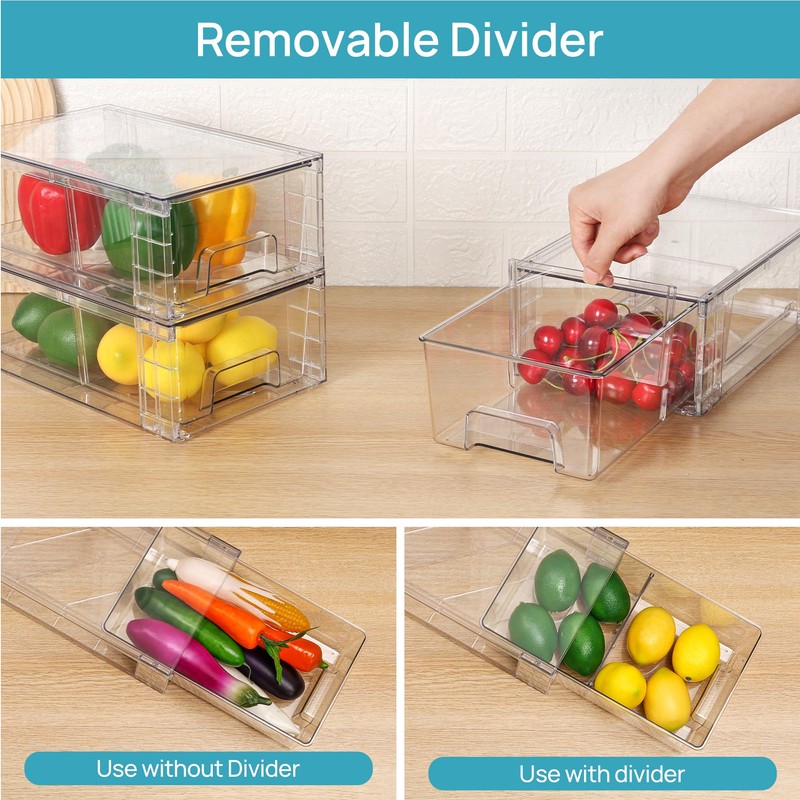 Vtopmart 10 Pack Stackable Storage Drawers,Clear Acrylic Drawer Organizers with