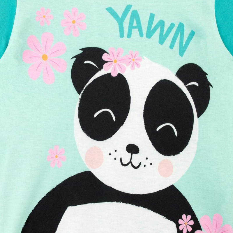 Harry Bear Girls Panda Pyjamas, Green