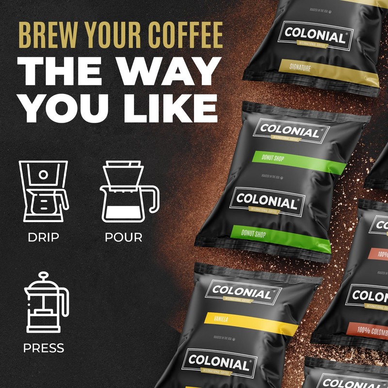 Colonial Coffee 32 Count Single Pot Coffee Packets – 100%