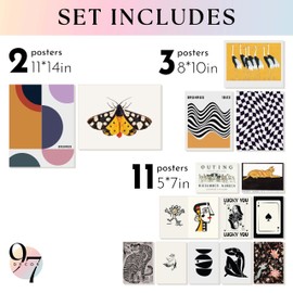 97 Decor LARGE 11x14 Vintage Eclectic Wall Art Prints - Large Eclectic Prints For Wall Decor, Unique Funky Decor Aesthetic Pictures, Maximalist Decor Mid Century Modern Wall Gallery For Home (Unframed)